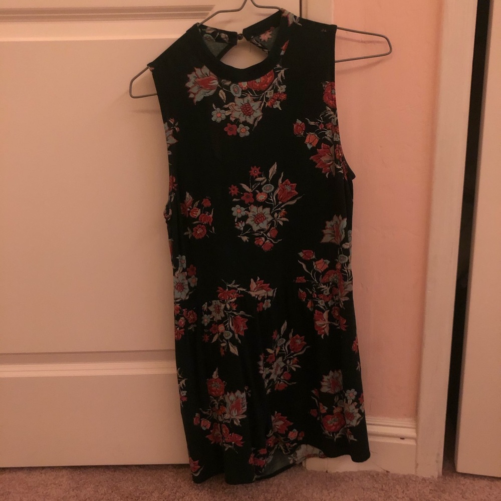 navy blue floral romper